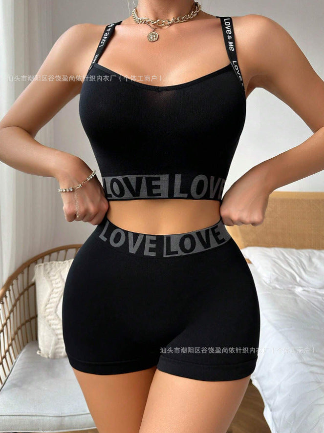 Camisola con cintura alta y letras LOVE para mujer