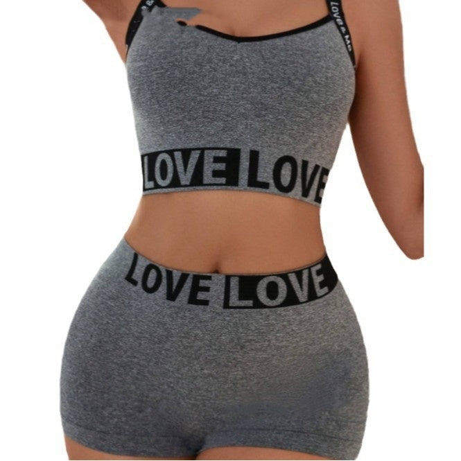 Camisola con cintura alta y letras LOVE para mujer