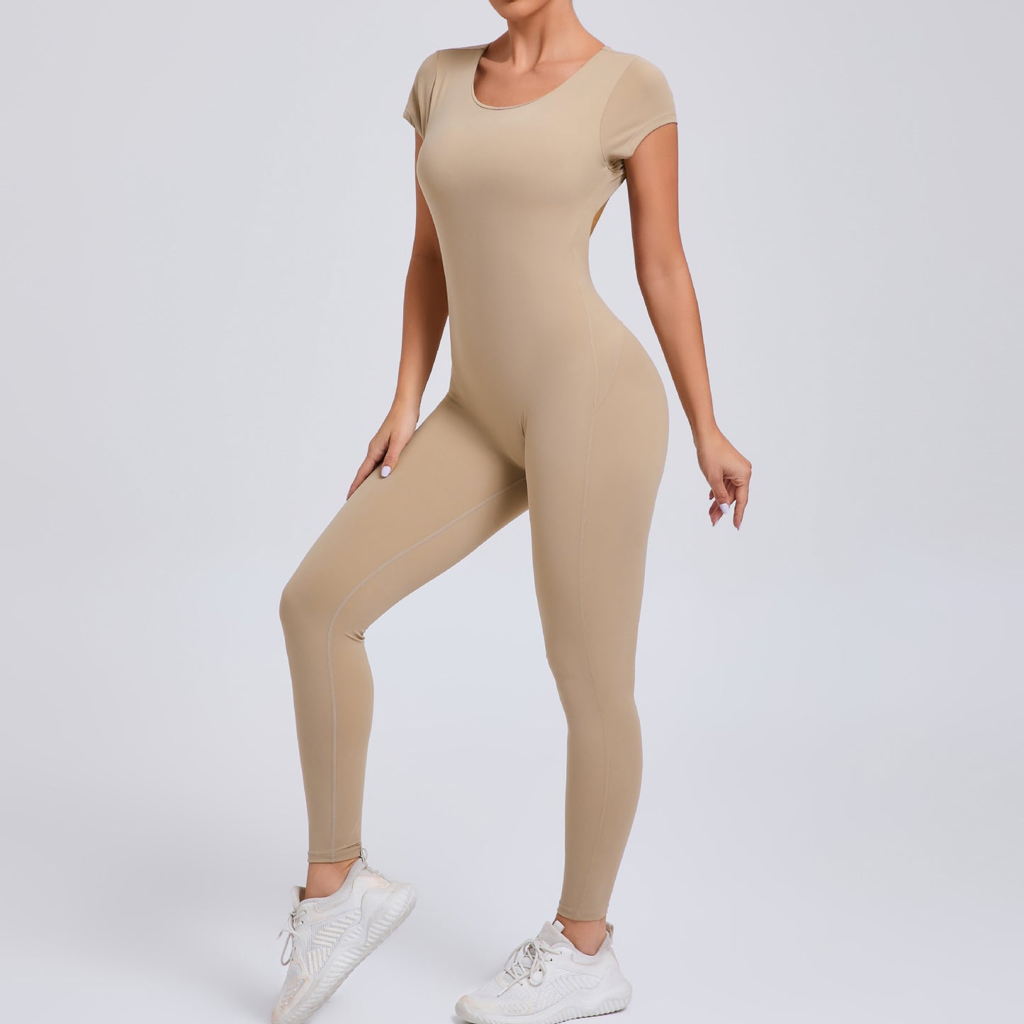 Pure Color Tight Yoga Jumpsuit