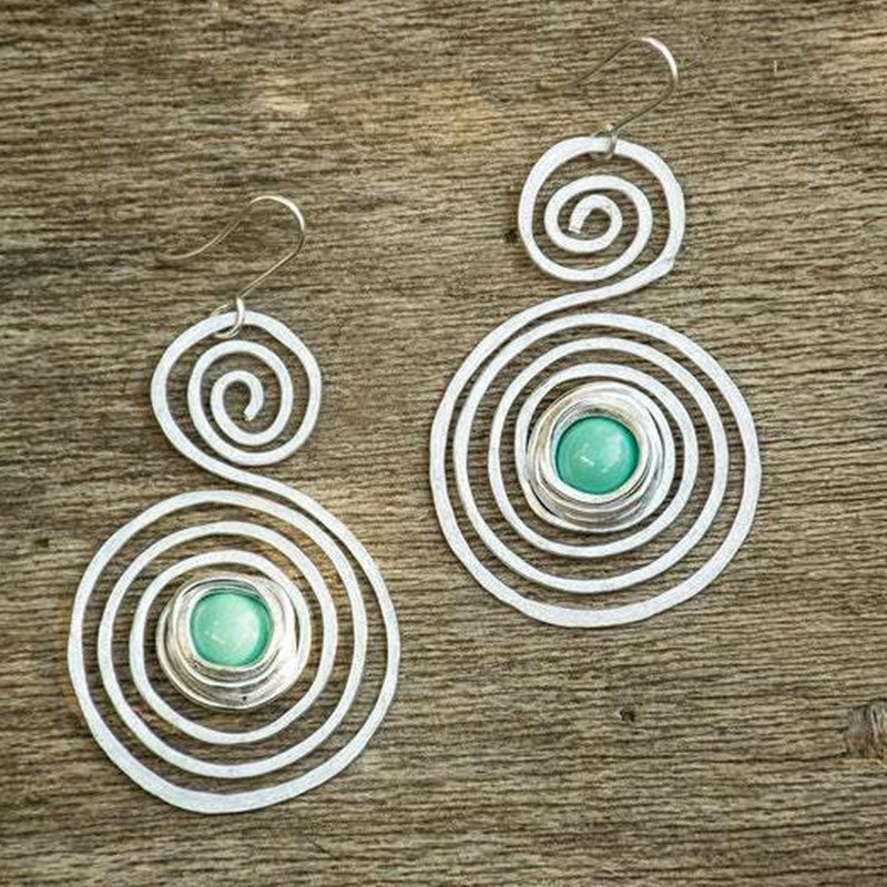 Pendientes colgantes de piedra azul en espiral para mujer de Fashion Nation