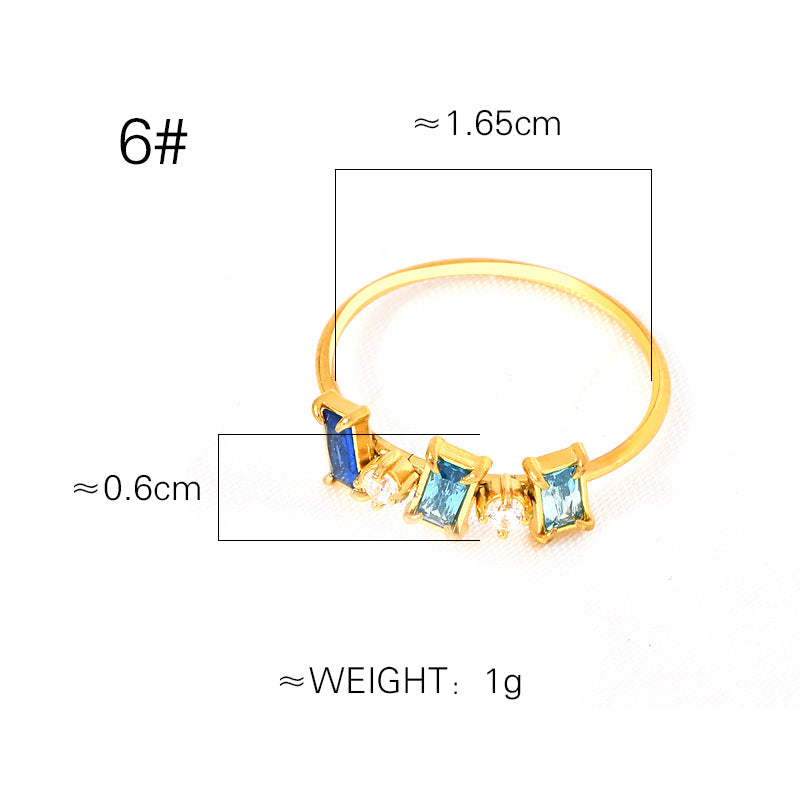 Simple And Light Luxury Ins Multicolor Colorful Crystals Ring For Women