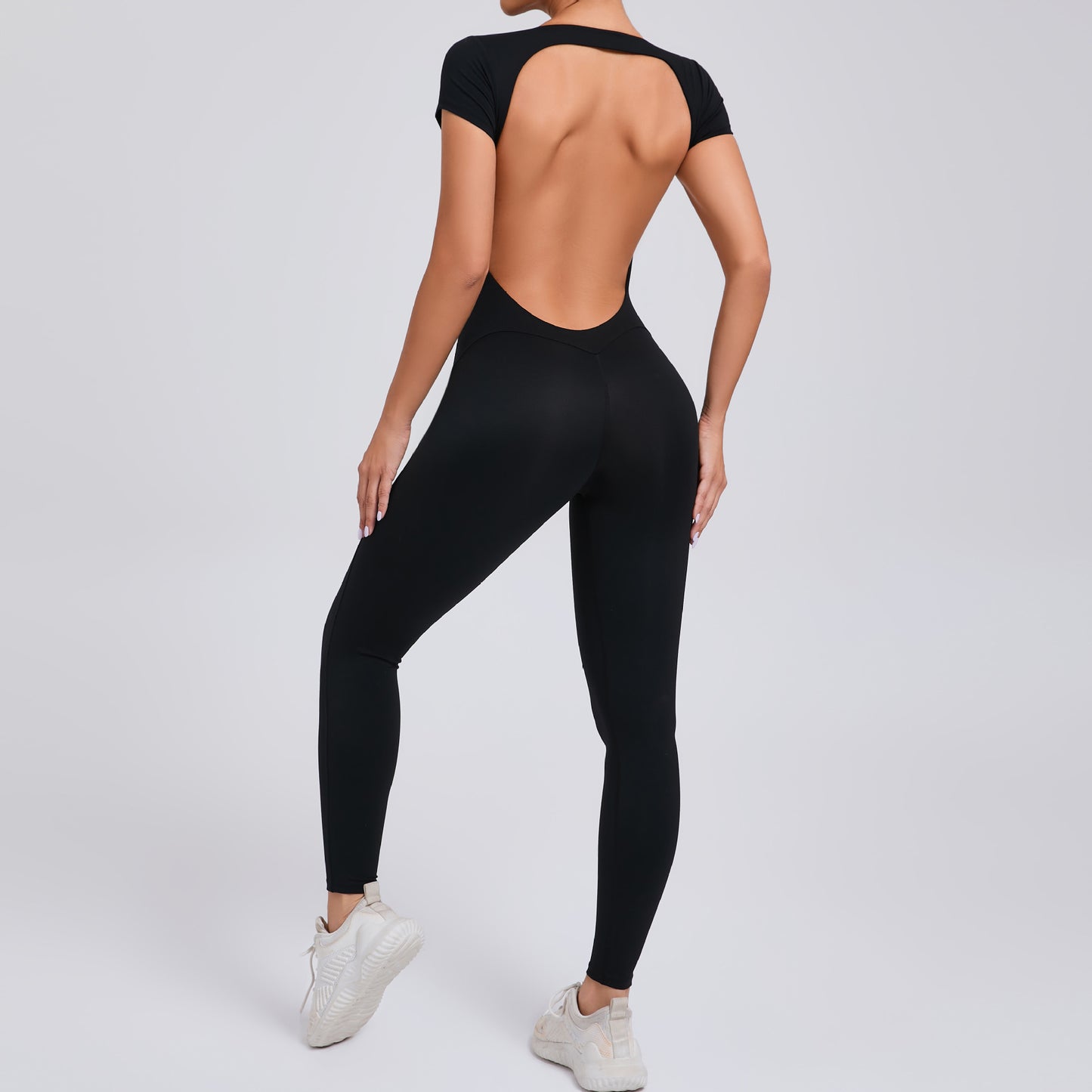 Pure Color Tight Yoga Jumpsuit