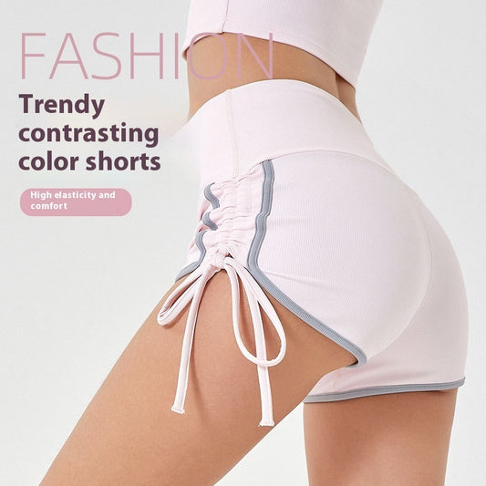 Thin Drawstring Sports Shorts Women's High Elastic Fitness Yoga Shorts