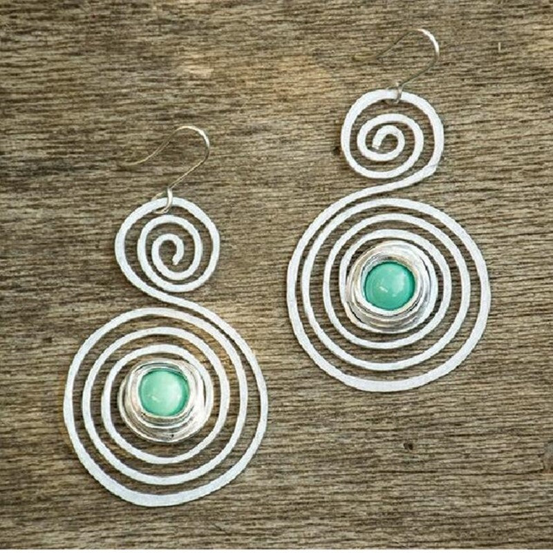 Pendientes colgantes de piedra azul en espiral para mujer de Fashion Nation